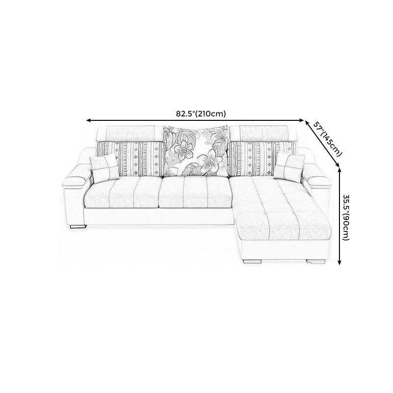 82.68"L x 57.09"W x 35.43"H Sloped Arm Sofa Cushion Back Sectionals with Storage