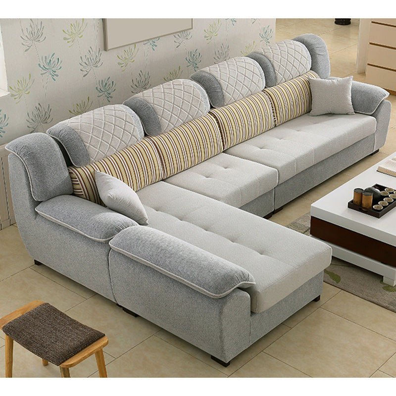 133.86"L x 70.87"W x 37.4"H Pillow Top Arm Sectional Pillow Back Sofa and Chaise