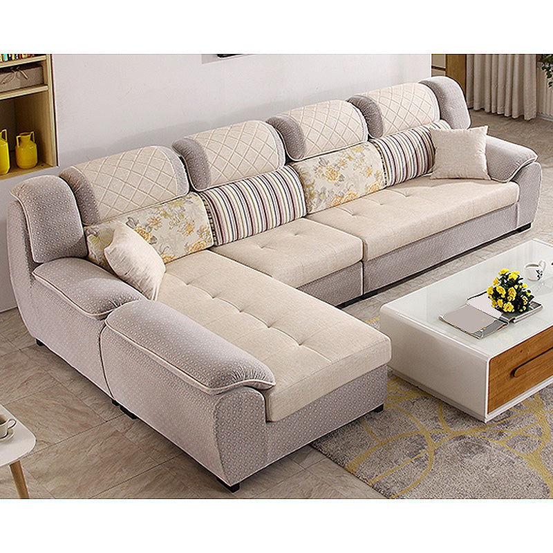 133.86"L x 70.87"W x 37.4"H Pillow Top Arm Sectional Pillow Back Sofa and Chaise