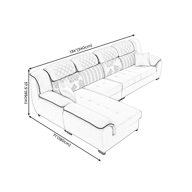 133.86"L x 70.87"W x 37.4"H Pillow Top Arm Sectional Pillow Back Sofa and Chaise