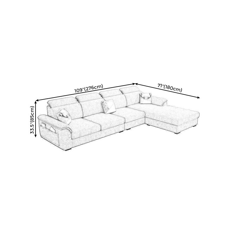 108.7"L √ó 70.9"W √ó 33.5"H Pillow Top Arm Sectional Slipcovered Sofa and Chaise