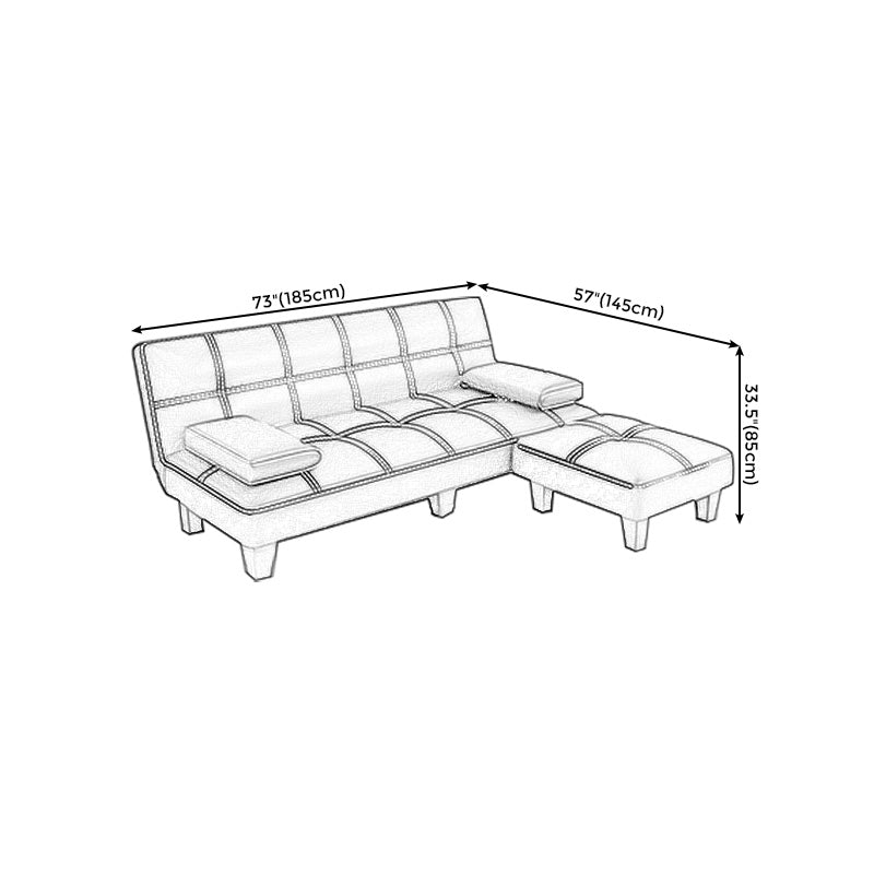 Contemporary Armless Sectional Leather Tufted Convertible Sofa  for Living Room