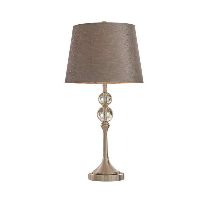 Conical Crystal Desk Light Contemporary Fabric 1 Head 11"/13" Wide Grey Night Table Lamp