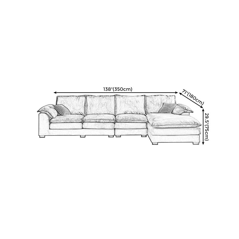 Fabric Pillow Top Arm Sectional 29.53"High Cushion Back Sofa, Black