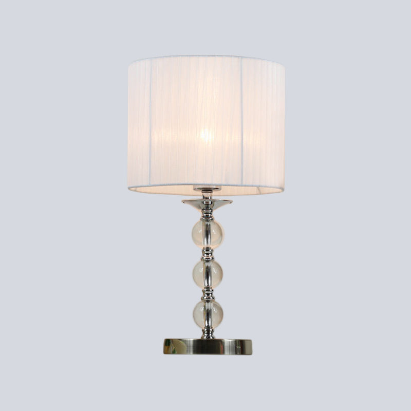 Sphere Fabric Task Light Modernist Hand-Cut Crystal 1 Bulb Nightstand Lamp in White