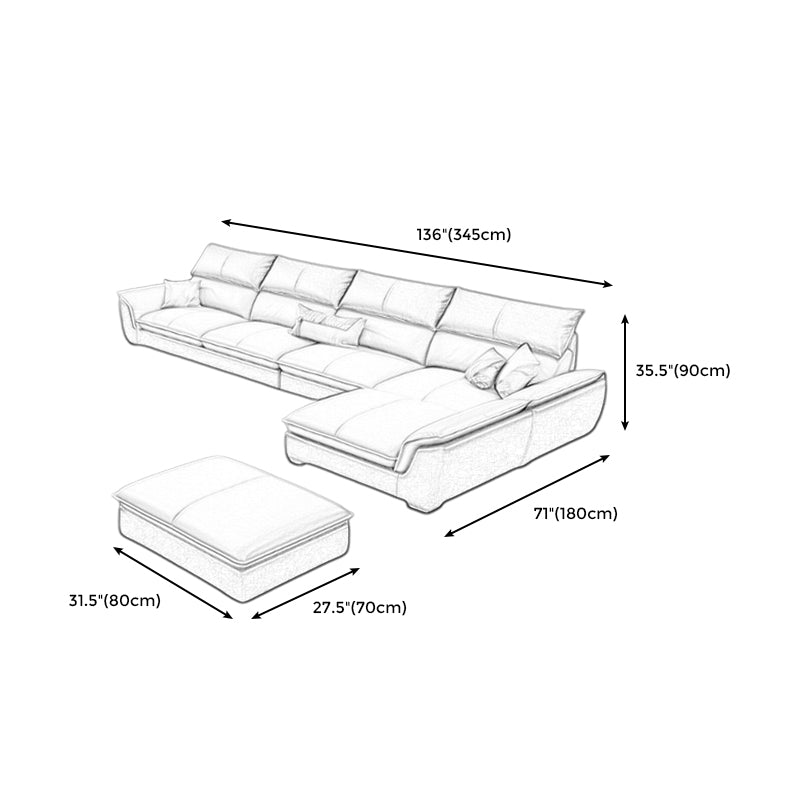 Modern Pillow Top Arm Sectional Sofa 35.43"HCushion Back Sofa