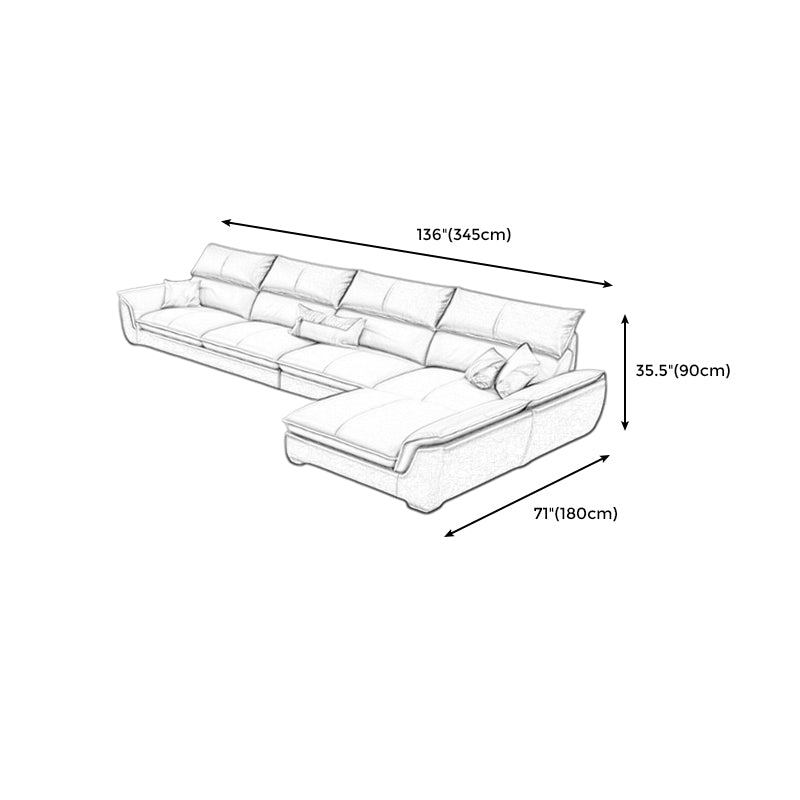 Modern Pillow Top Arm Sectional Sofa 35.43"HCushion Back Sofa