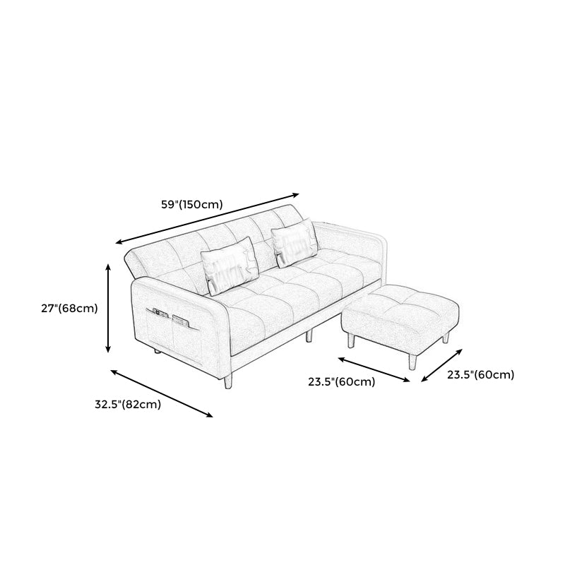 Nordic 59.06"L x 26.77"W x 32.28"H Square Arm Sectional Tight Back Sofa with Storage