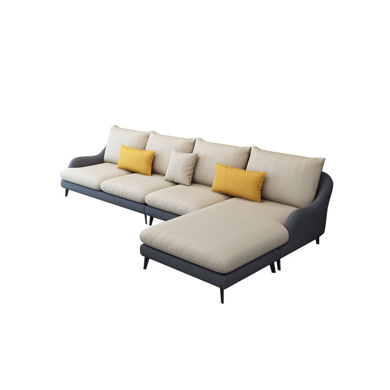 126.0"L √ó 66.9"W √ó 35.8"H Faux Leather Recessed Arm Sectional Slipcovered Sofa and Chaise