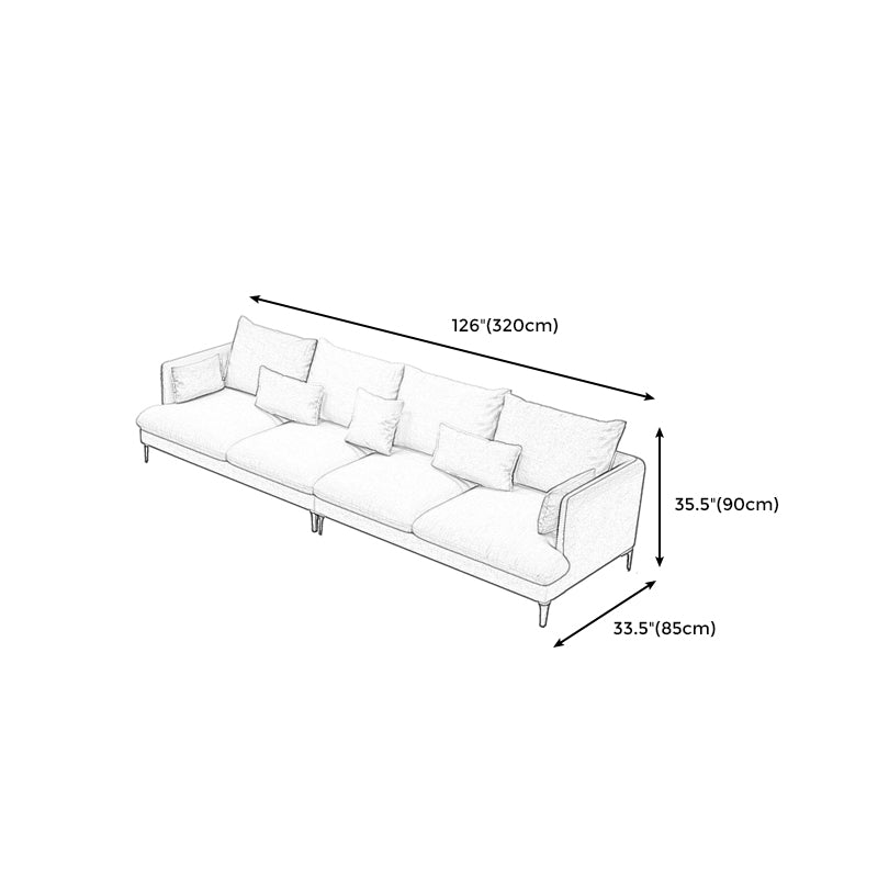 Light-Grey Waterproof Faux Leather Sofa  Slipcovered Sectional with Recessed Arms