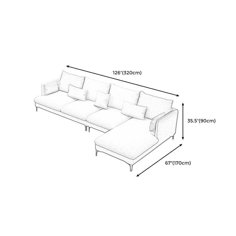 Light-Grey Waterproof Faux Leather Sofa  Slipcovered Sectional with Recessed Arms