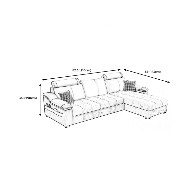 82.5"L Sloped Arm Sectional Cushion Back Sofa with Ottoman Included