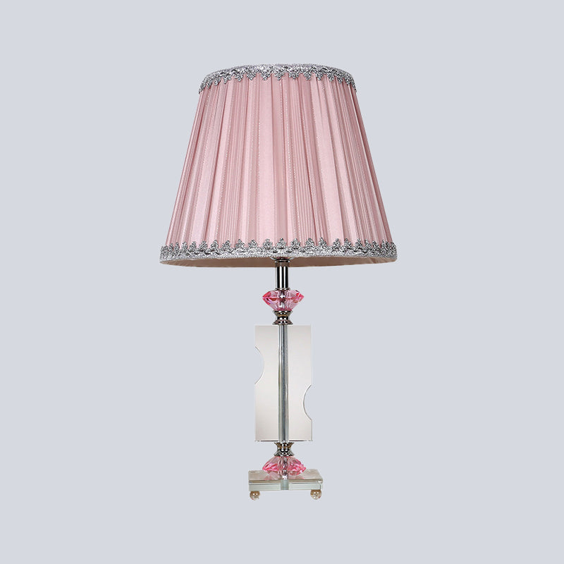 1 Head Living Room Desk Lamp Modernism Pink Table Light with Pleated Fabric Shade