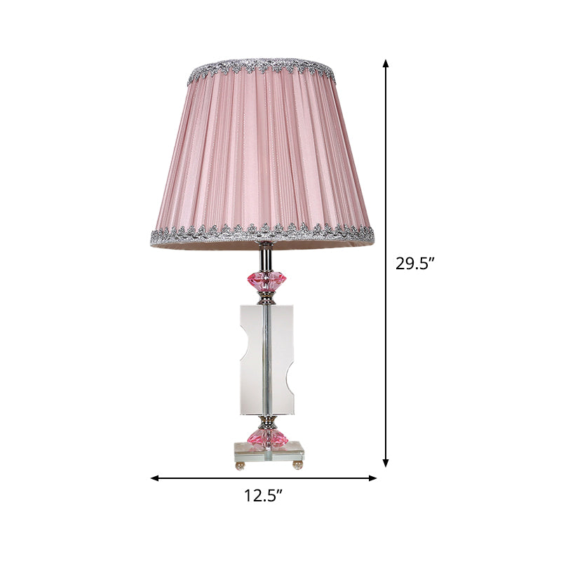 1 Head Living Room Desk Lamp Modernism Pink Table Light with Pleated Fabric Shade