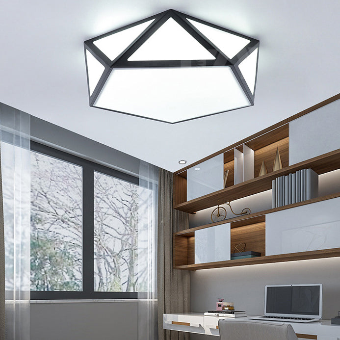 Modern Polygon Flush Light Fixture Metal 1 Light Flush Mount Lighting for Living Room