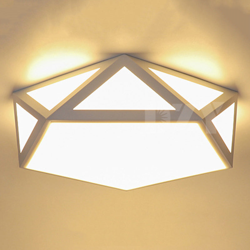 Modern Polygon Flush Light Fixture Metal 1 Light Flush Mount Lighting for Living Room