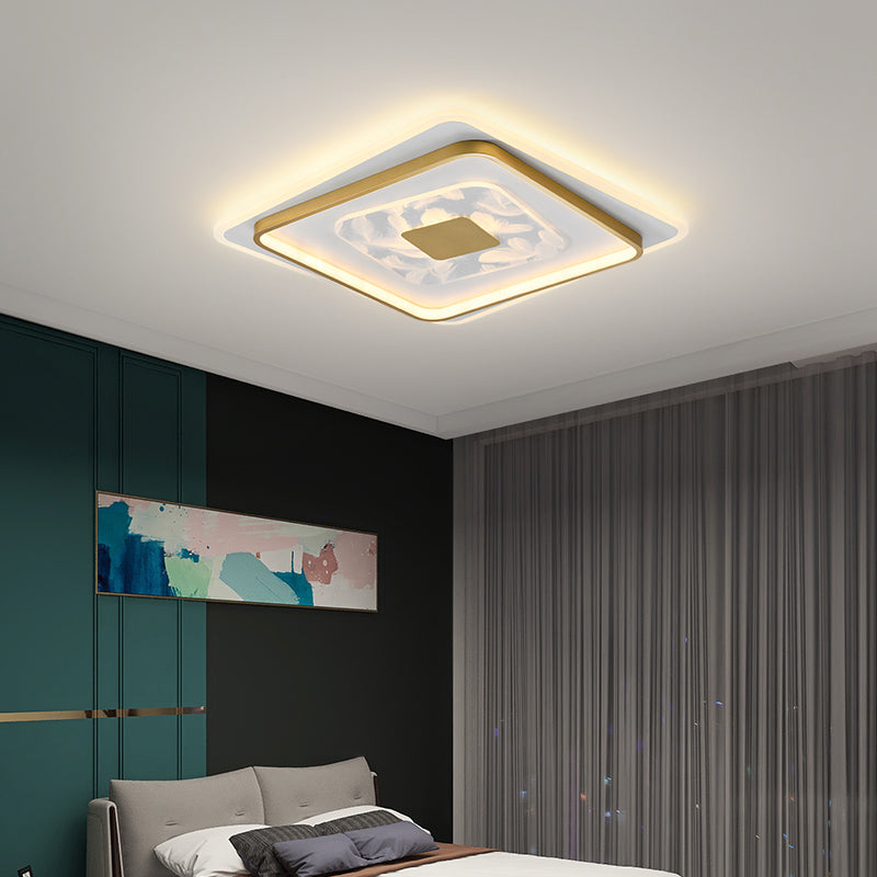 Geometry Shape LED Feather Ceiling Lamp Modern Aluminium 3 Lights Flush Mount for Bedroom