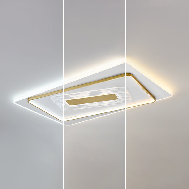 Geometry Shape LED Feather Ceiling Lamp Modern Aluminium 3 Lights Flush Mount for Bedroom