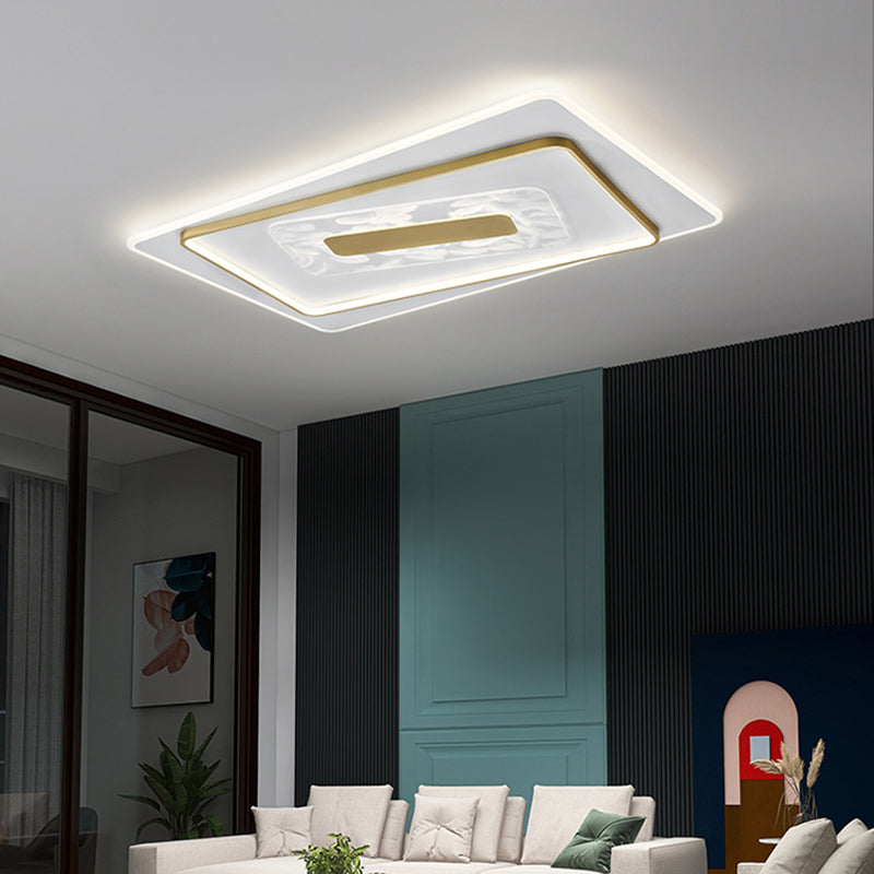 Geometry Shape LED Feather Ceiling Lamp Modern Aluminium 3 Lights Flush Mount for Bedroom