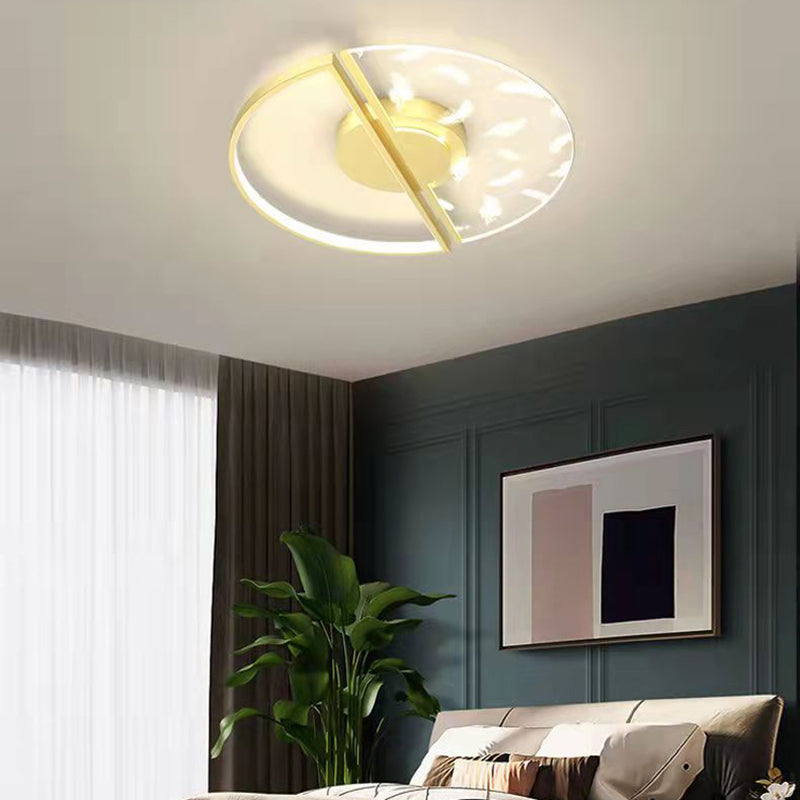 Round Shape LED Feather Ceiling Lamp Modern Iron 1 Light Flush Mount for Study