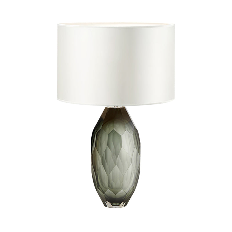 Straight Sided Shade Crystal Task Lamp Modernism Fabric 1 Head Desk Light in White