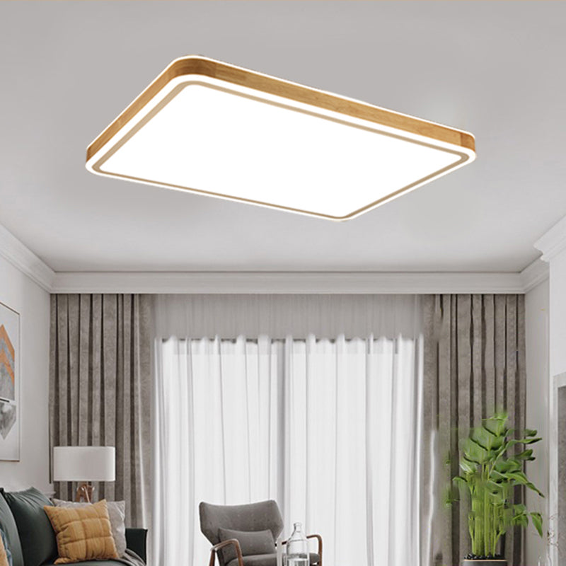 Geometry Shape LED Ceiling Lamp Modern Wood 1 Light Flush Mount for Study Bedroom