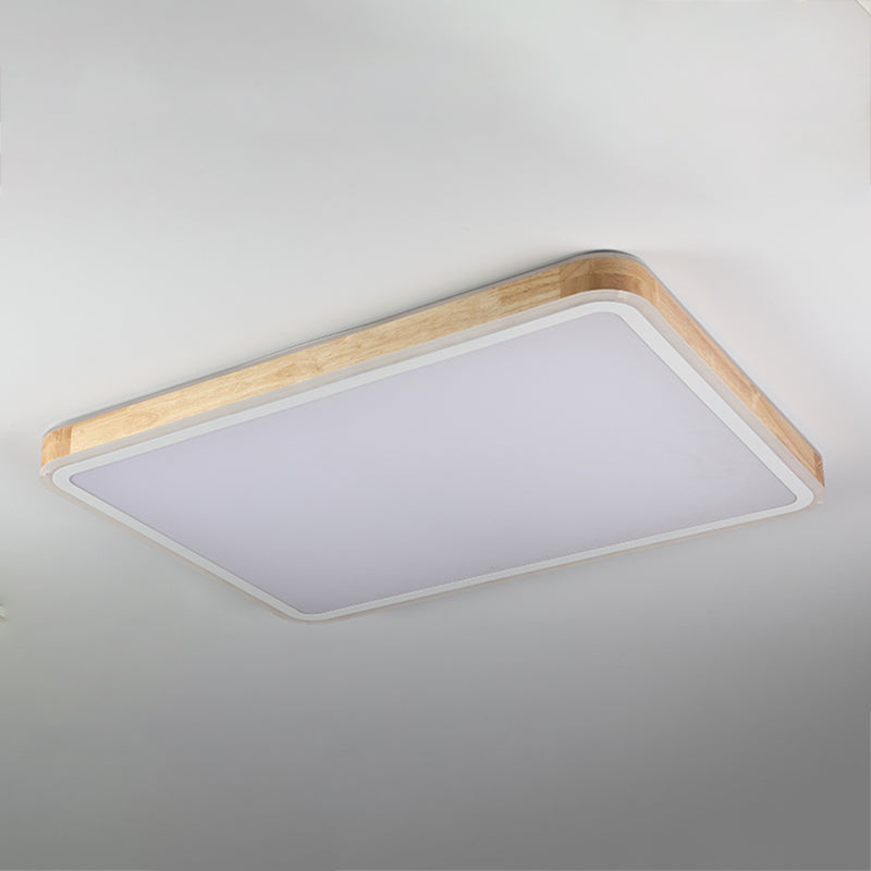 Geometry Shape LED Ceiling Lamp Modern Wood 1 Light Flush Mount for Study Bedroom