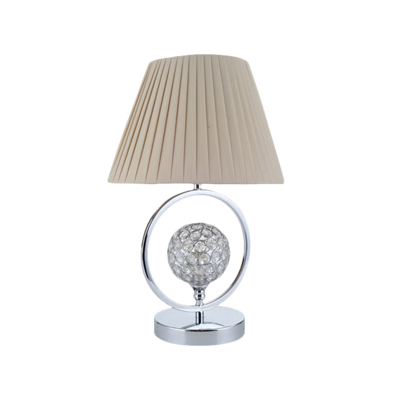 Faltengewebe Tisch Licht zeitgenössische 1 Kopf Beige Lesenlampe mit Kristallperle