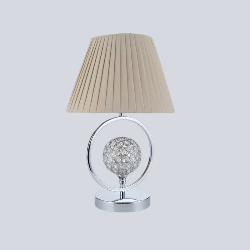 Faltengewebe Tisch Licht zeitgenössische 1 Kopf Beige Lesenlampe mit Kristallperle