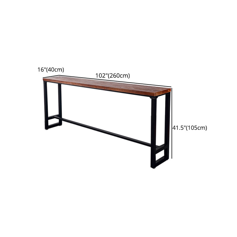 Wood Bar Dining Table Industrial Bar Dining Table with Black Trestle Base