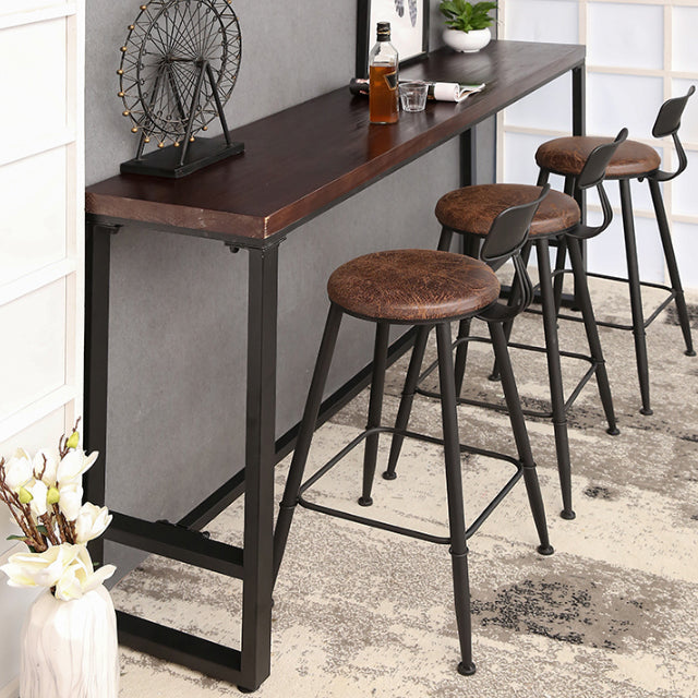 Pine Wood Bar Table Industrial Rectangle Bar Dining Table with Black Trestle Base