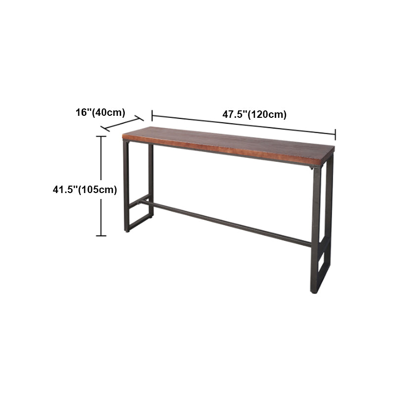 Pine Wood Bar Table Industrial Rectangle Bar Dining Table with Black Trestle Base