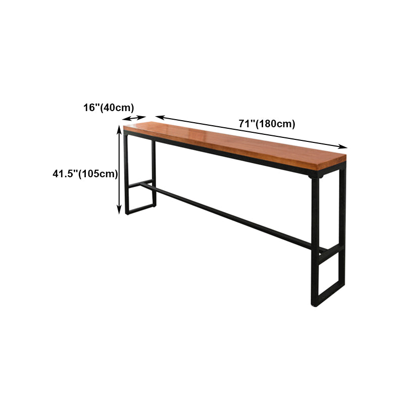 Pine Wood Bar Dining Table Industrial Bar Table with Black Trestle Base