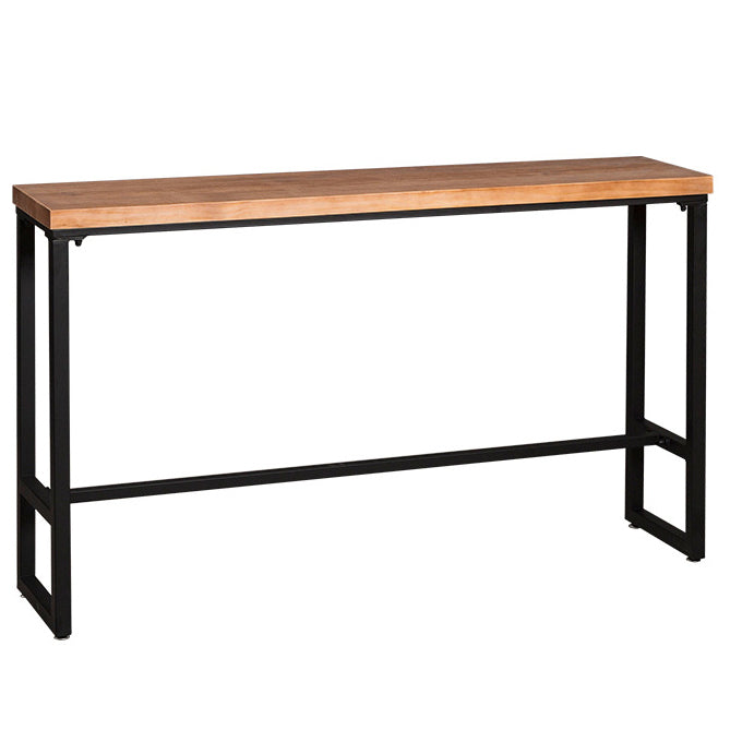 Pine Wood Bar Table Industrial Bar Dining Table with Black Trestle Base