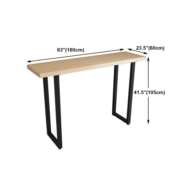 Solid Wood Bar Dining Table Industrial Bar Table with Sled Base in Black