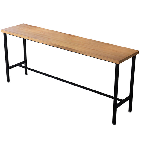 Solid Wood Bar Dining Table Industrial Bar Dining Table with Black Trestle Base