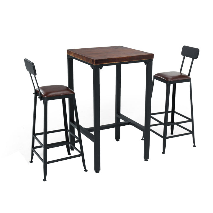 Pine Wood Bar Dining Table Industrial Bar Table with 4 Legs Base for Cafe Milk Tea Shop