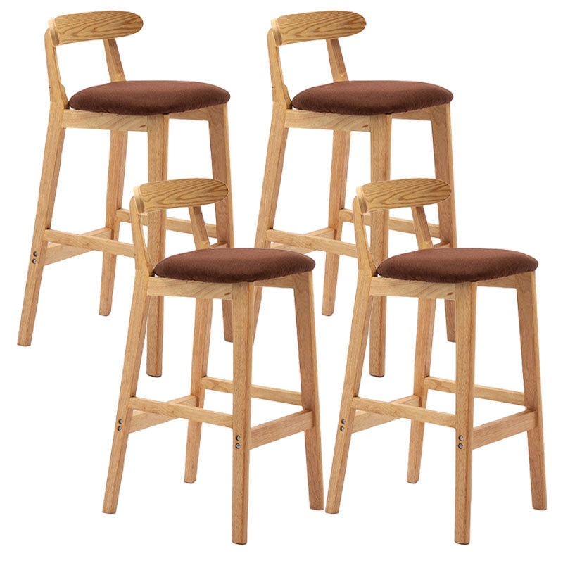 Scandinavian Rubberwood Home Barstool Matte Finish Upholstered Stool