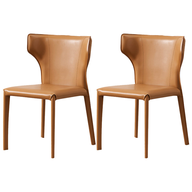 Contemporary Leather Dining Chair Armless Wingback Side Chair for Restaurant Use