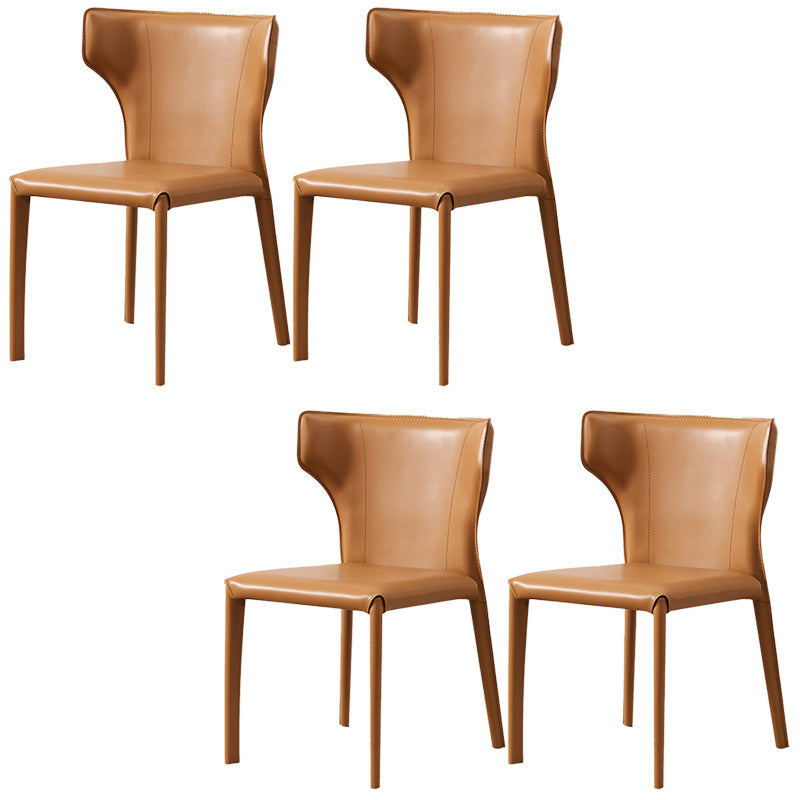 Contemporary Leather Dining Chair Armless Wingback Side Chair for Restaurant Use