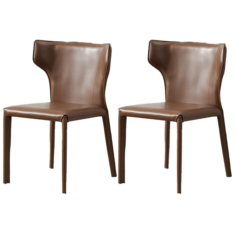 Contemporary Leather Dining Chair Armless Wingback Side Chair for Restaurant Use