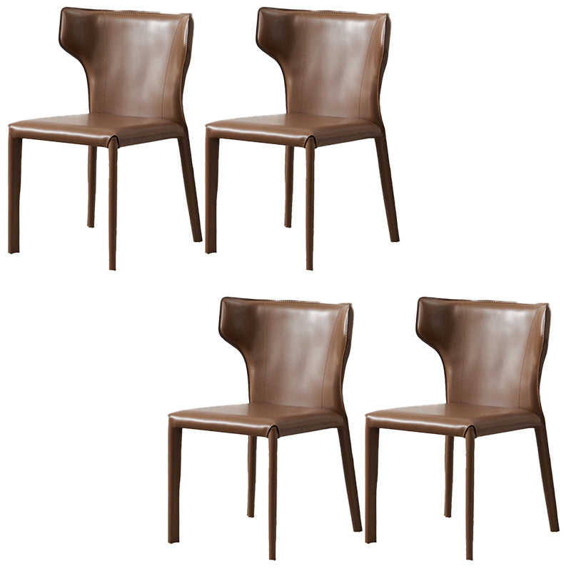 Contemporary Leather Dining Chair Armless Wingback Side Chair for Restaurant Use