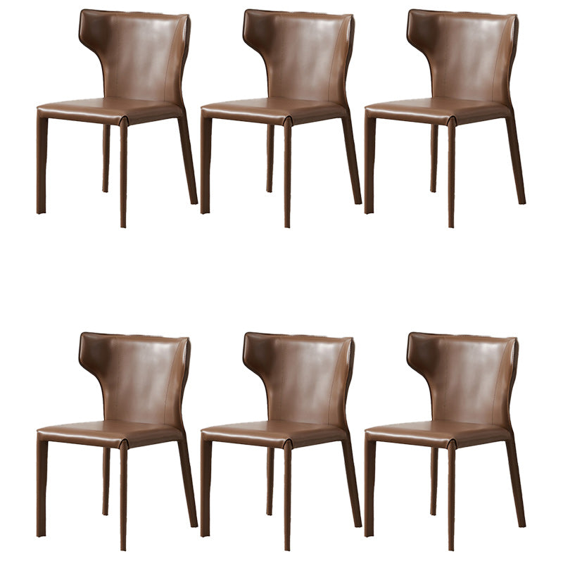 Contemporary Leather Dining Chair Armless Wingback Side Chair for Restaurant Use