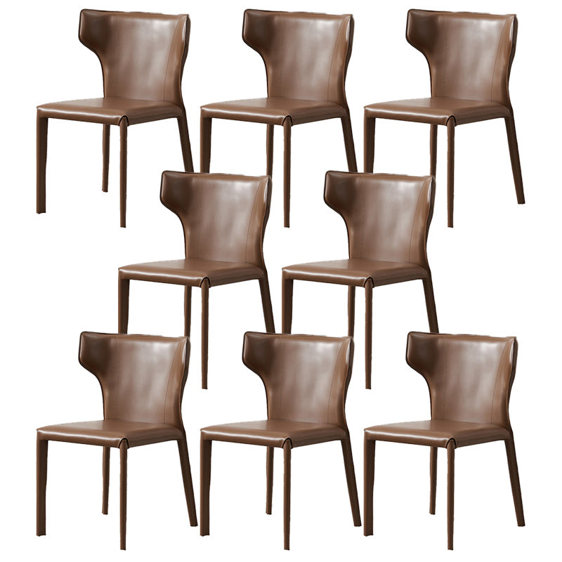 Contemporary Leather Dining Chair Armless Wingback Side Chair for Restaurant Use