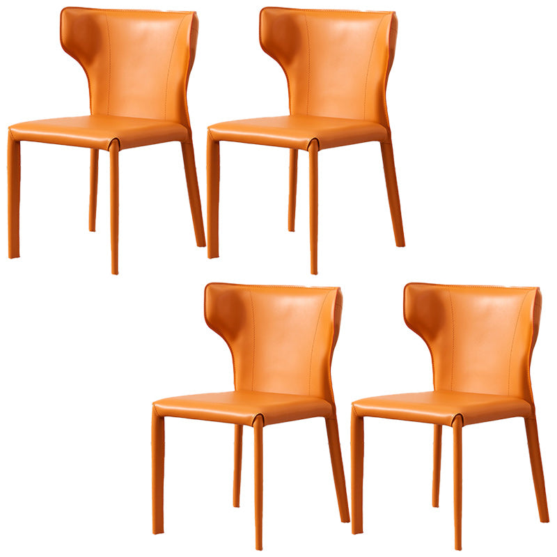 Contemporary Leather Dining Chair Armless Wingback Side Chair for Restaurant Use