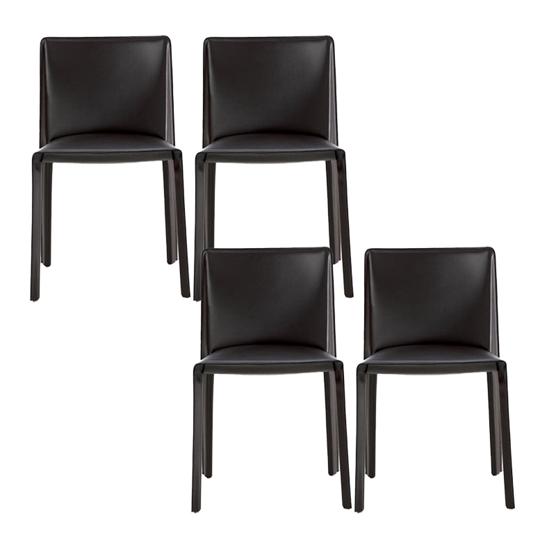 Minimalist Design Leather Dining Chair for Home Solid Back Armless Dining Chair