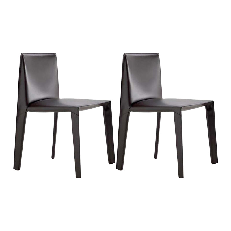 Minimalist Design Leather Dining Chair for Home Solid Back Armless Dining Chair