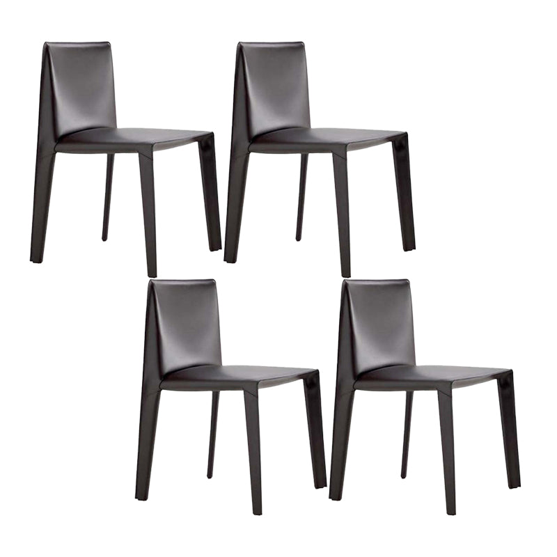 Minimalist Design Leather Dining Chair for Home Solid Back Armless Dining Chair