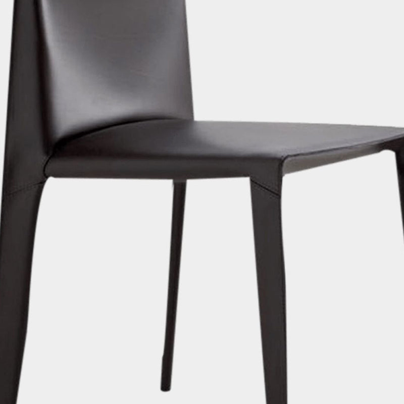 Minimalist Design Leather Dining Chair for Home Solid Back Armless Dining Chair