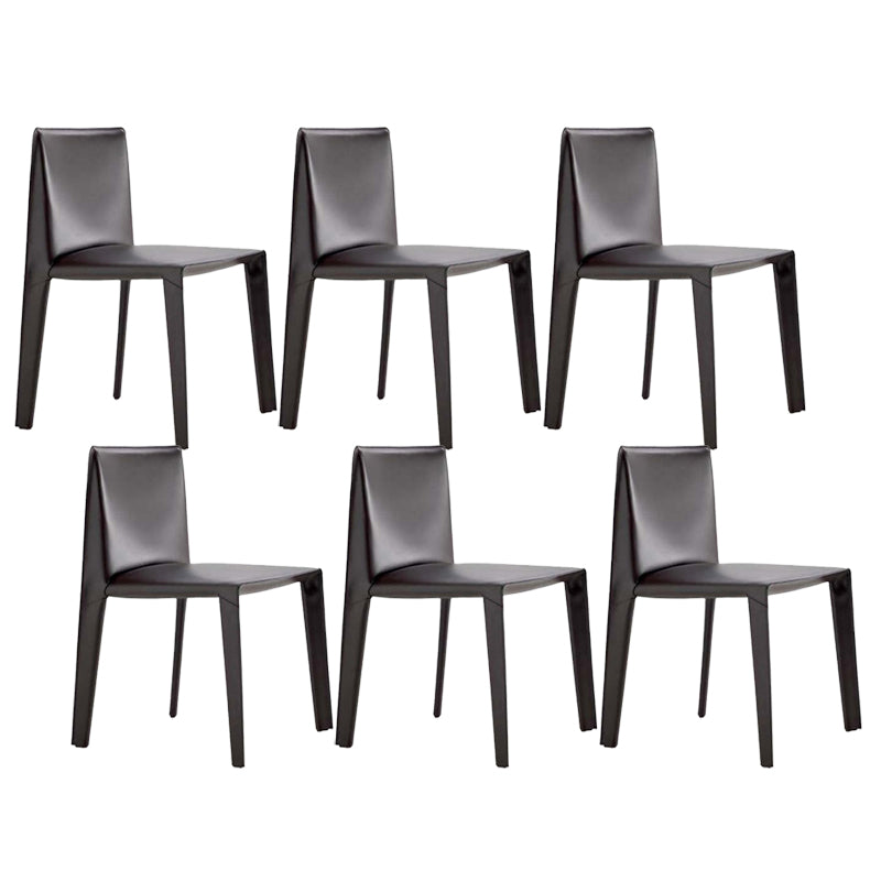 Minimalist Design Leather Dining Chair for Home Solid Back Armless Dining Chair